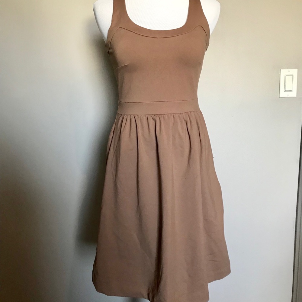 Taupe Fit and Flare Dress Cynthia Rowley